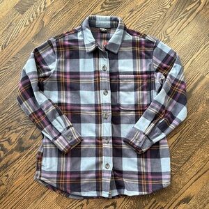 BRAND NEW EDDIE BAUER Plaid Shirt - Purple, Gray, and Black. Size Medium. Soft!